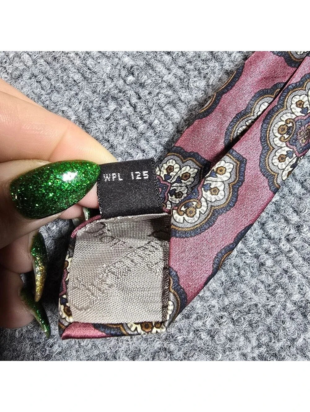 Christian Dior Monsieur Silk Tie Burgundy Floral Medallion Made USA Necktie